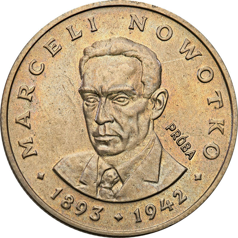PRL. PRÓBA miedzionikiel 20 złotych 1974 Marceli Nowotko - Nakład 20 sztuk